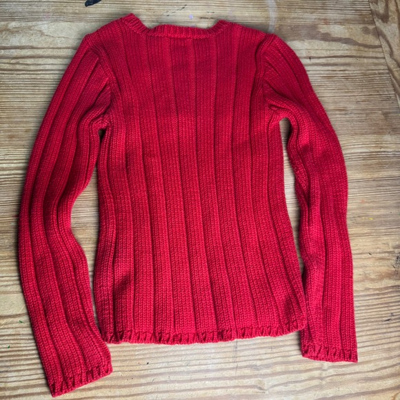 Vintage Polo Jeans Co Ralph Lauren Petite Red Y2K Knit Preppy Sweater size pm - Picture 5 of 5